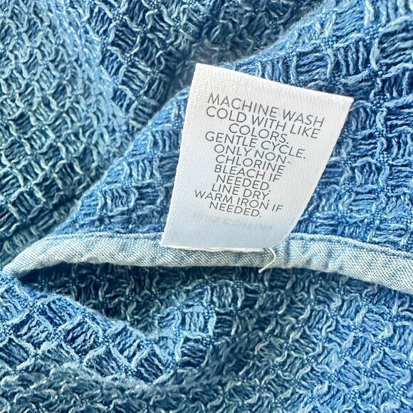 J. Jill Pure Jill Indigo Field Jacket Geneva Wash Waffle Knit ButtonUp Cotton XS - Picture 8 of 10